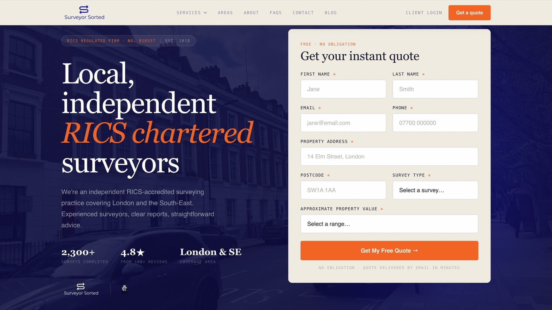Surveyor Sorted live site screenshot